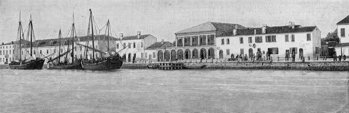 La riviera del porto di Magnavacca in una xilografia del 1888